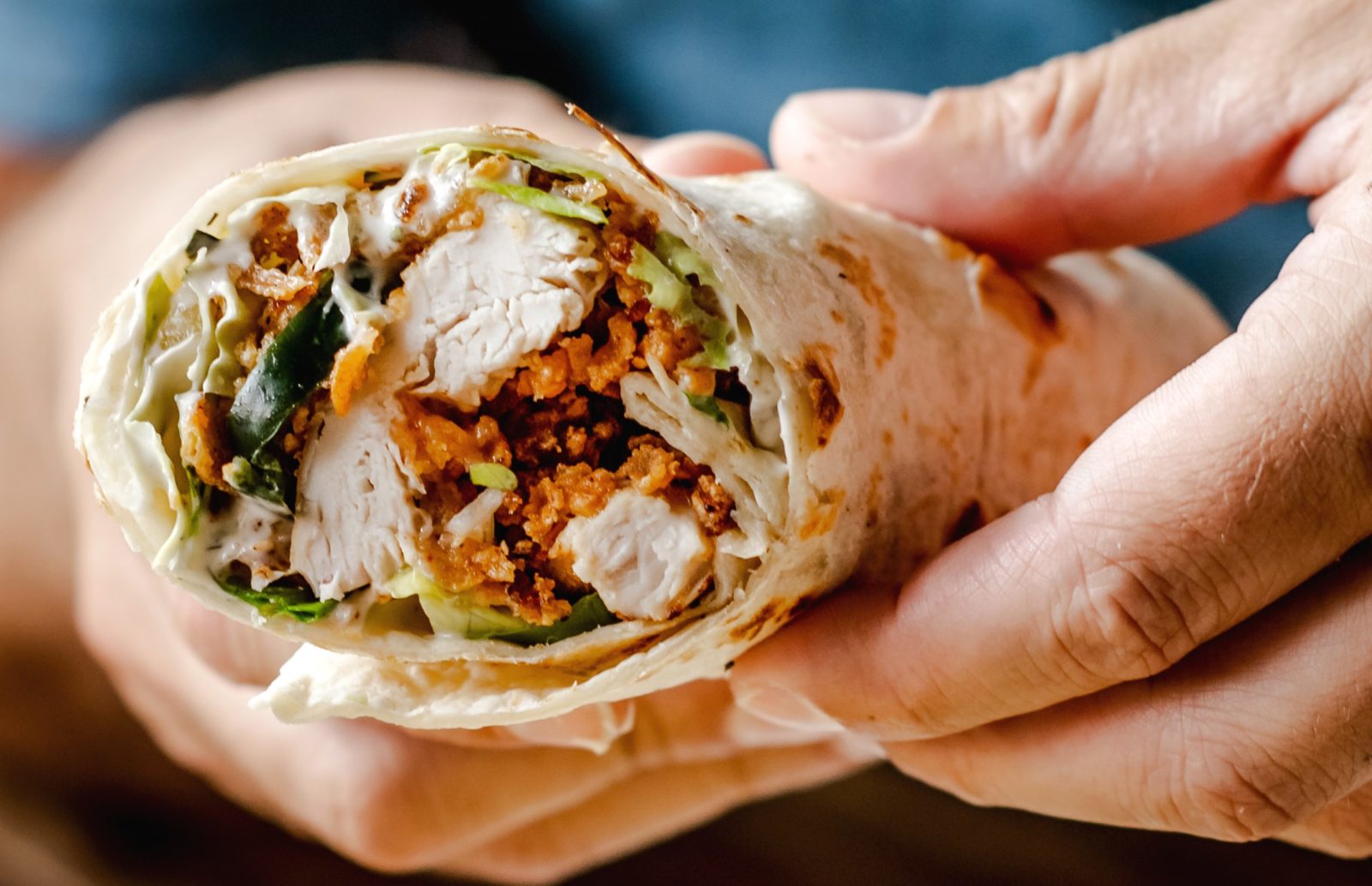 View of the George pub's chicken wrap from the perspective of a consumer