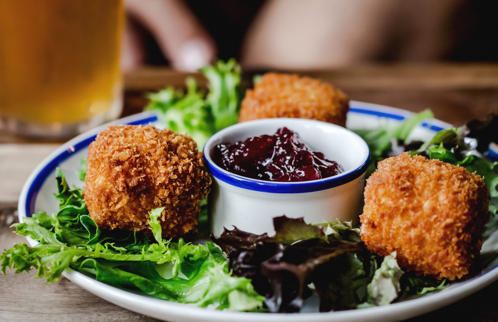 Panko breadcrumbed brie, served with cranberry sauce