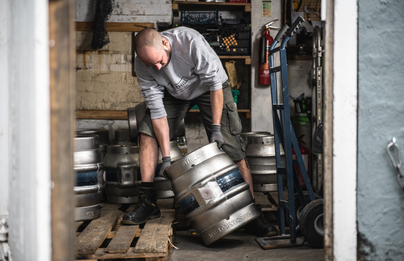 Headbrewer, Paul shifting around some heavy beer casks