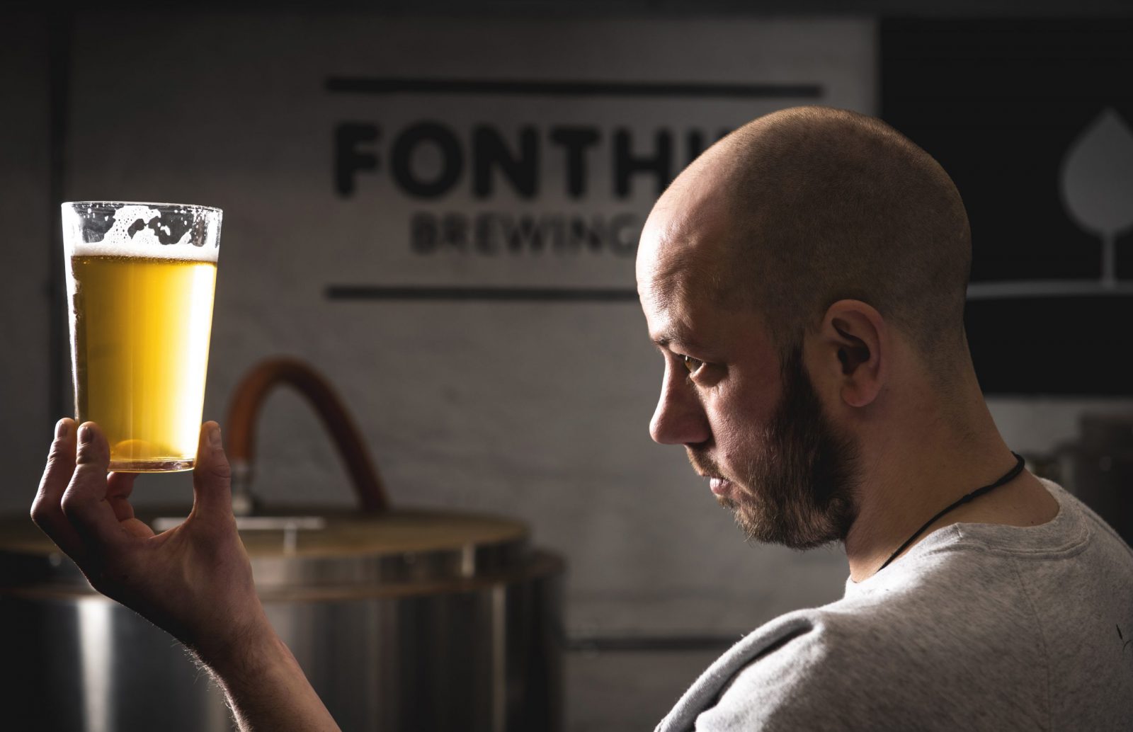 Fonthill Brewing Co's head brewer checks for clarity
