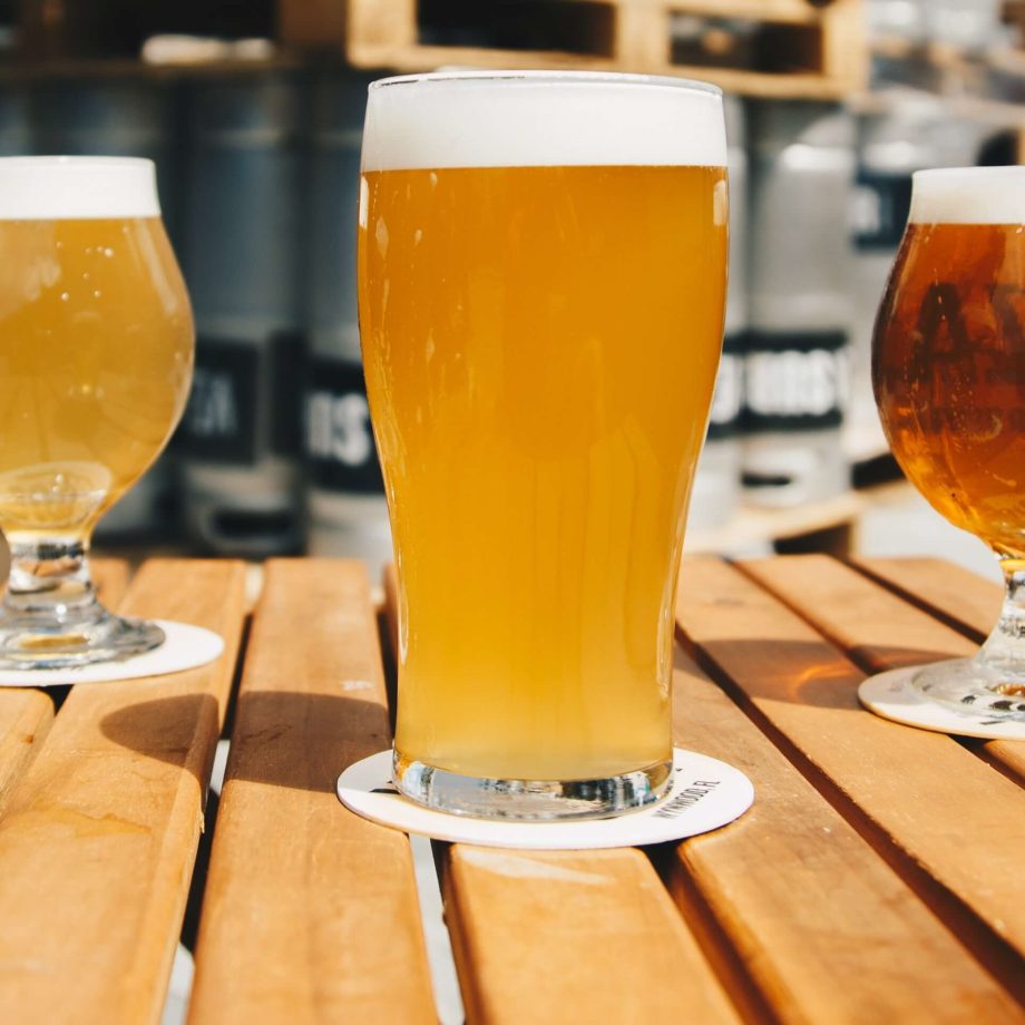 Three types of beer, including ale and lager