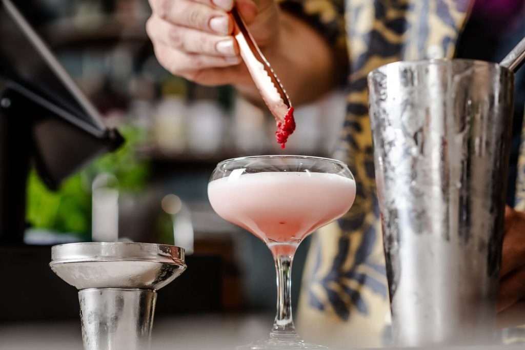 Pink cocktail served at the Fonthill cocktail bar by Bob and Ali